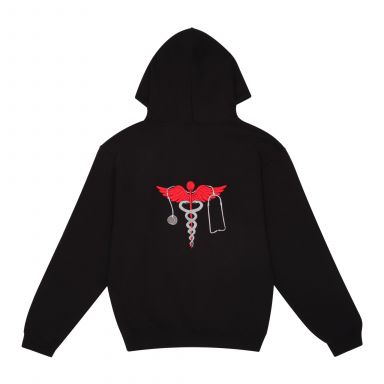 Embroidered Red Caducesus with Stethoscope Logo #4